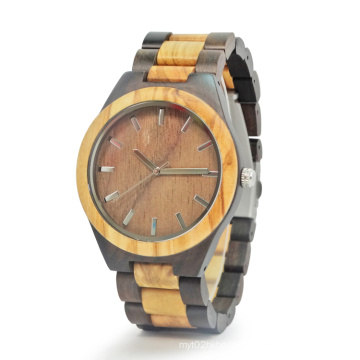 Custom your logo 45MM large dial wood japan quartz movement watch for men